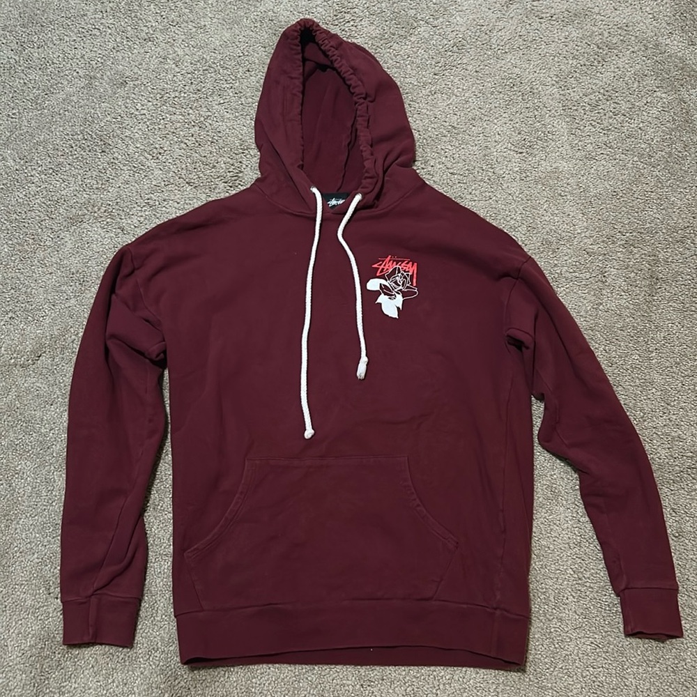 Stussy Hoodie. Size small. Maroon color. Barely worn!